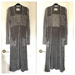 Anthropologie Saturday Sunday Long Cardigan Sweater S Semana Gray Mixed Knit